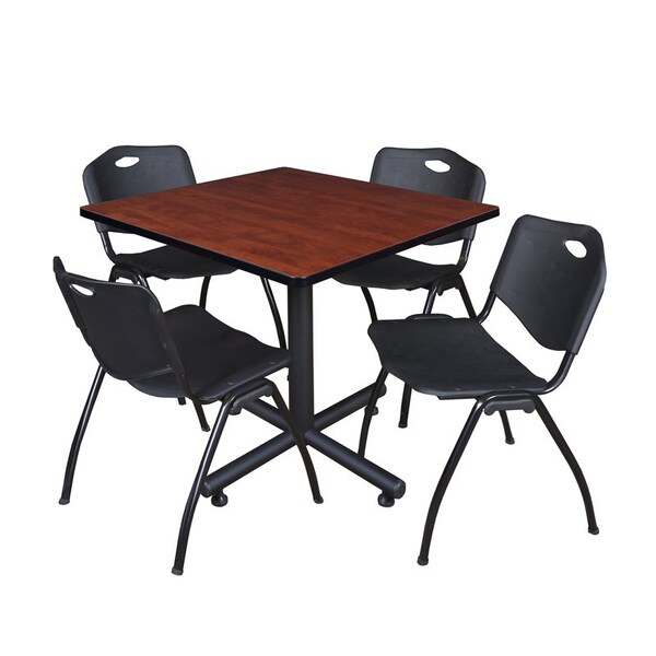 Kobe Kobe Square Table & Chair Set, Wood, Metal, Plastic Top, Cherry TKB4242CH47BK - main